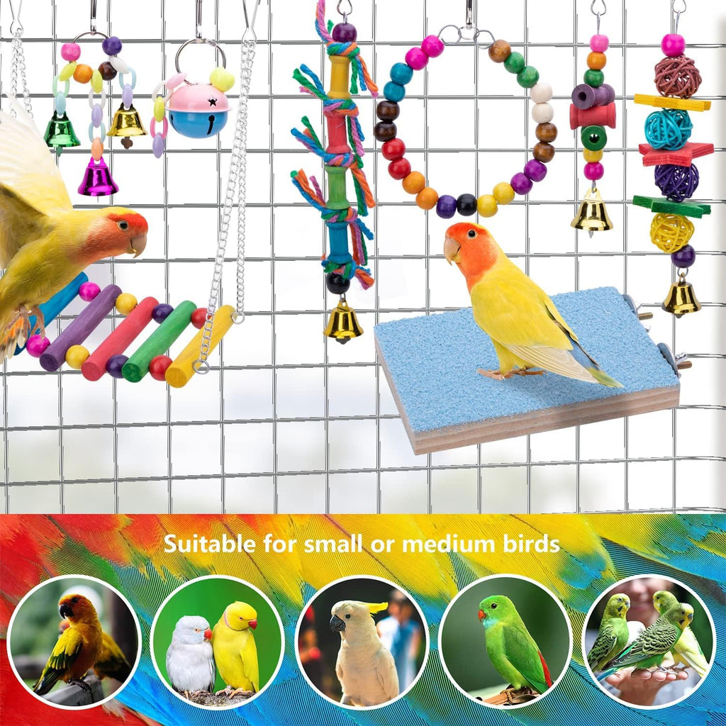 8 Pcs Parrot Toys Assortment - Hanging Cage Accessories for Parakeets & Cockatiels