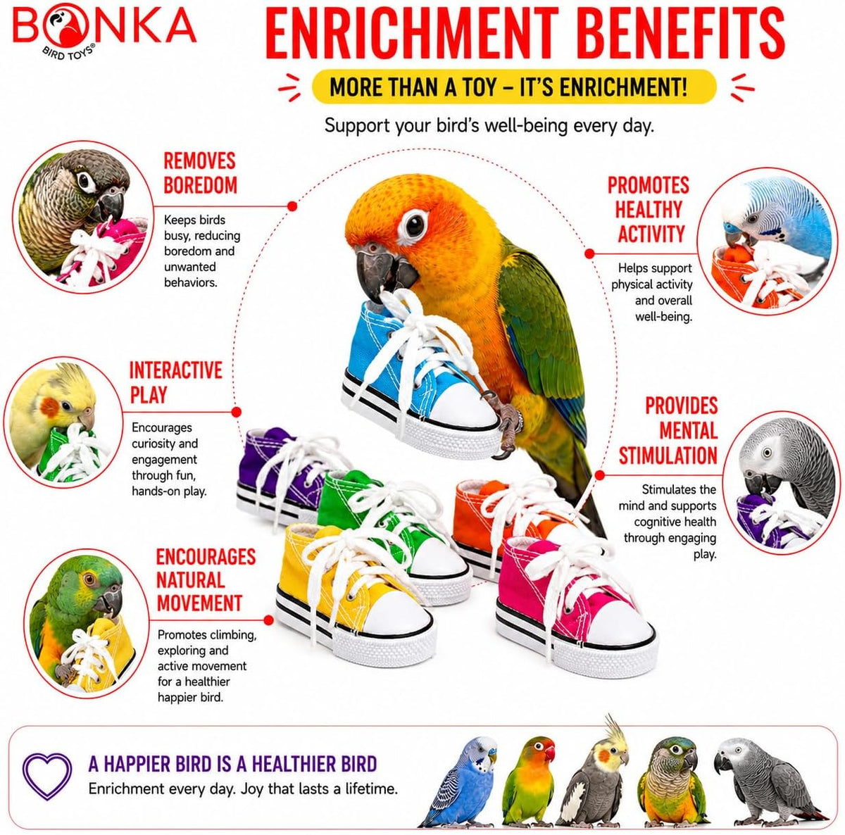 6-Piece Mini Sneaker Parrot Foot Toys & Cage Craft Set