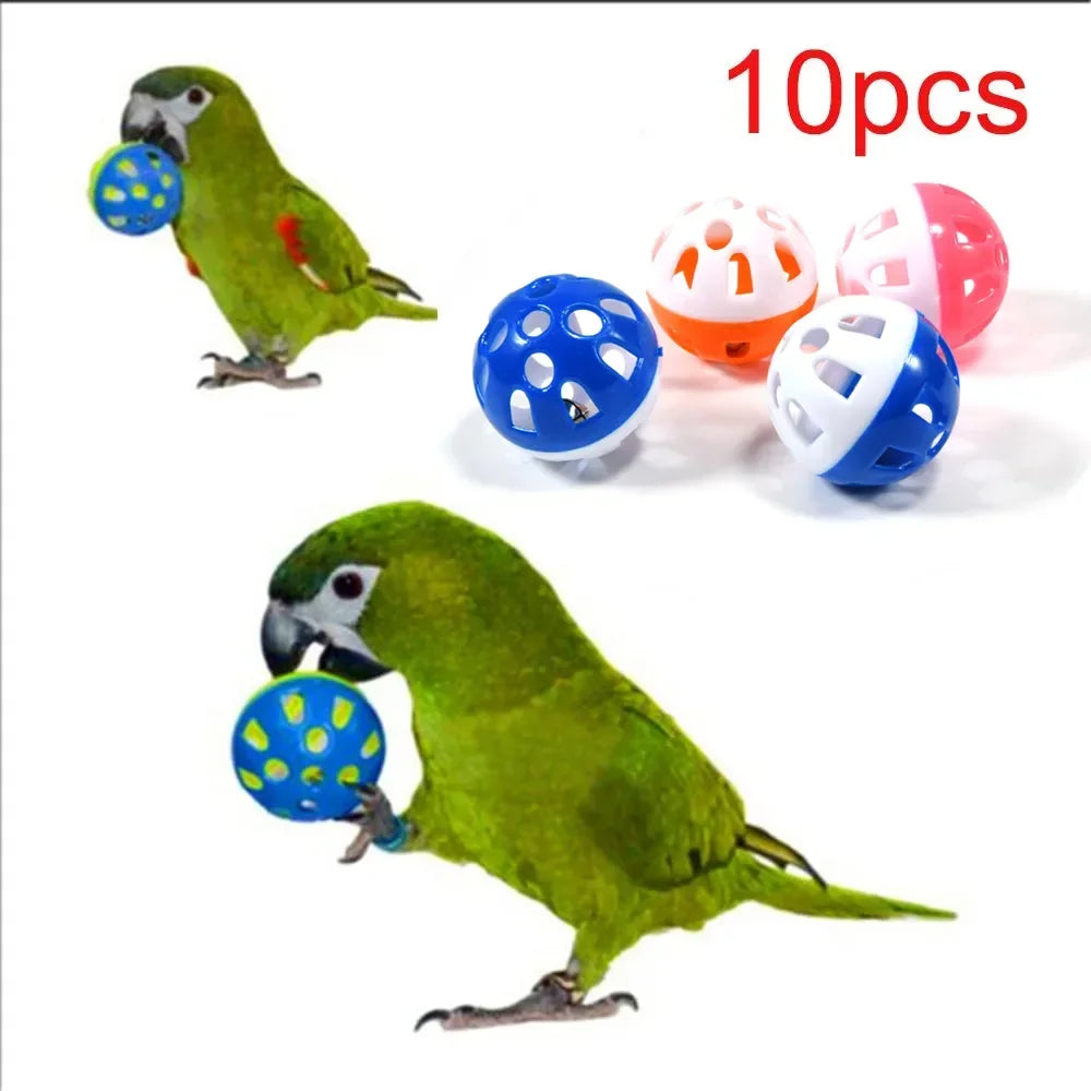 10-Piece Colorful Rolling Bell Ball Toy Set for Parakeets & Cockatiels