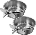 2-Piece Stainless Steel Bird Feeding Cups with Secure Clamp Holder