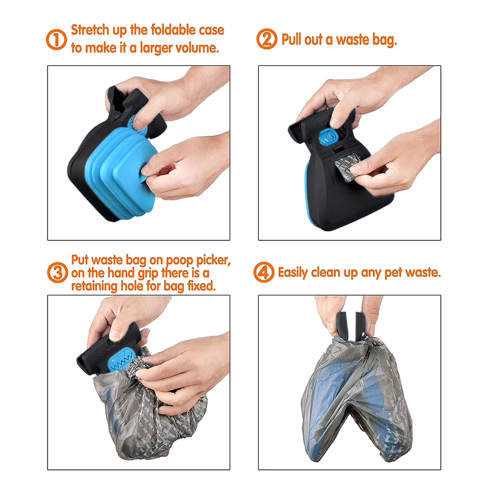 Dog Poop Bag Dispenser - Travel Foldable Pooper Scooper Poop Scoop Clean Animal Waste Picker Cleaning Tools Pet Products