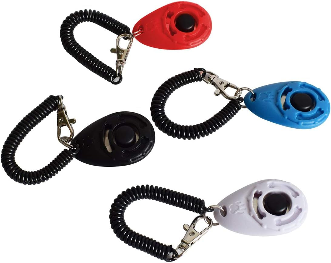 - 4 Pack Dog Training Clicker with Wrist Strap, Pet Training Clicker Set