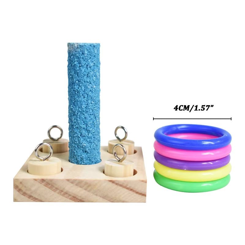 Bird intelligence Training Toy Set (Plastic Rings & Puzzle)