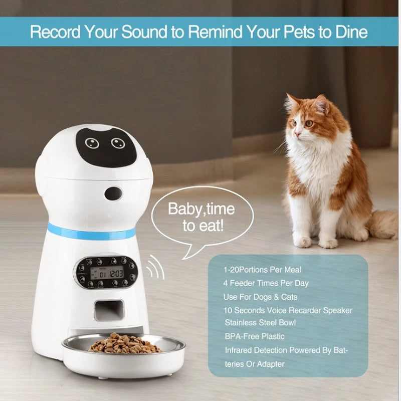 Automatic Smart Pet Feeder for Cats & Dogs - Timed Portion Control