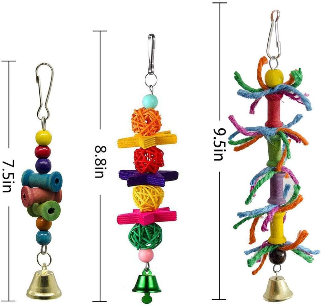 8 Pcs Parrot Toys Assortment - Hanging Cage Accessories for Parakeets & Cockatiels