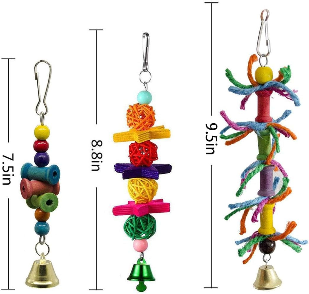 8 Pcs Parrot Toys Assortment - Hanging Cage Accessories for Parakeets & Cockatiels