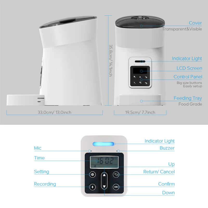 Automatic Smart Pet Feeder for Cats & Dogs - Timed Portion Control