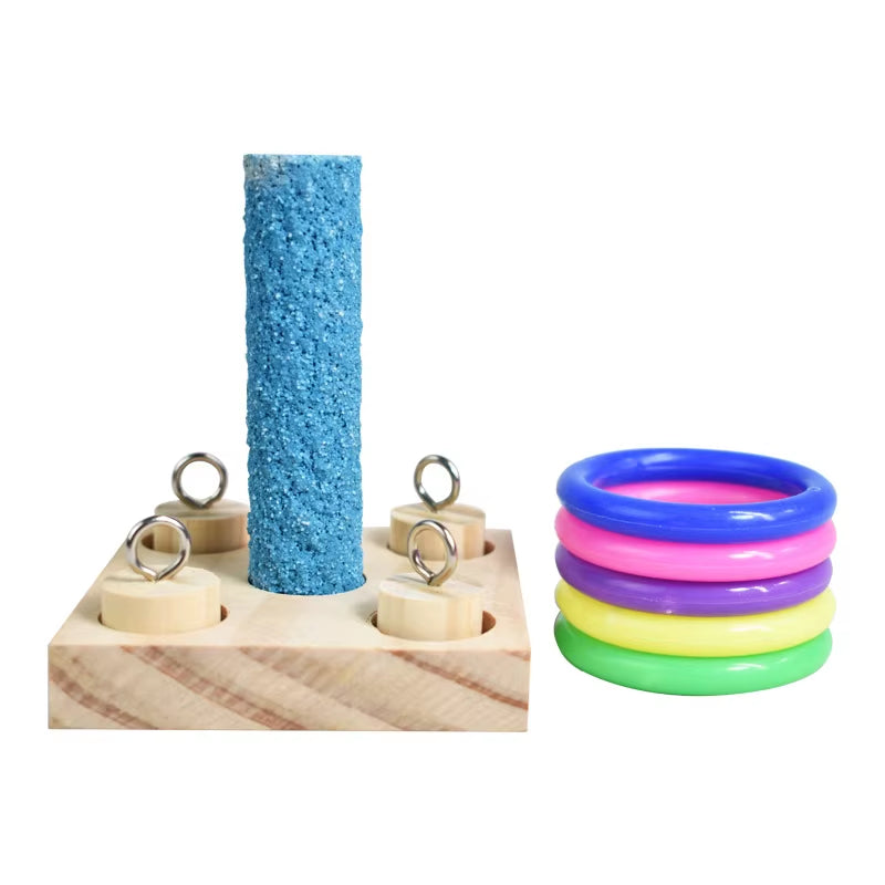 Bird intelligence Training Toy Set (Plastic Rings & Puzzle)