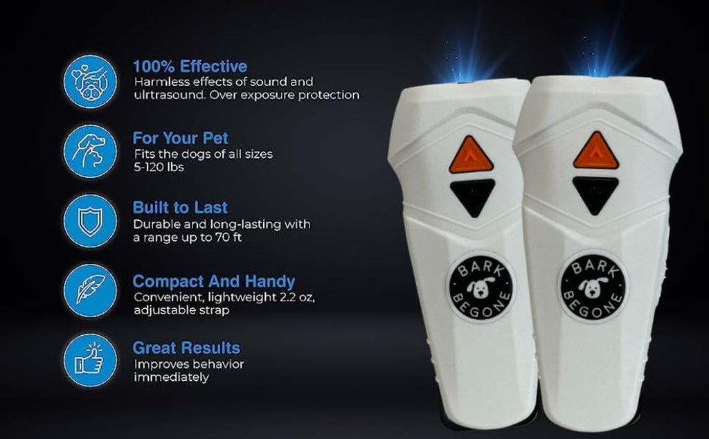 Ultrasonic Dog Bark Deterrent & Behavior Corrector - Stop Barking, Jumping, Aggression without Yelling -Just Point & Press! Backed by Kevin Harrington from Shark Tank (White Rechargeable)