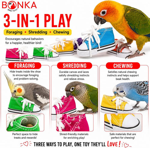 6-Piece Mini Sneaker Parrot Foot Toys & Cage Craft Set