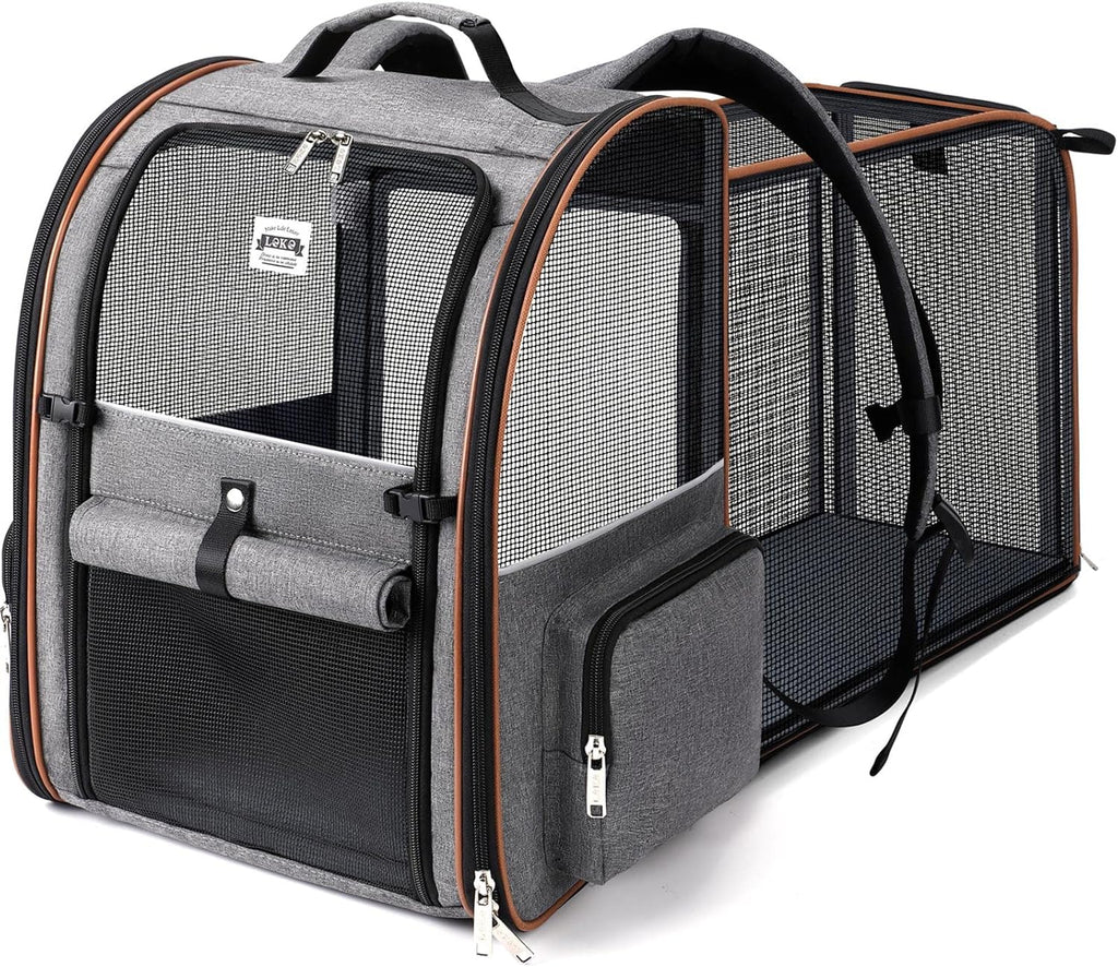 Cat Backpack Carrier Expandable Pet Carrier Backpack for Small Dogs Medium Cats Fit up to 18 Lbs, Dog Backpack Carrier, Foldable Puppy Backpack Carrier for Travel, Hiking, Outdoor Use