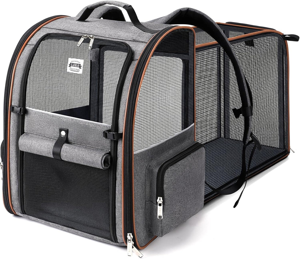 Cat Backpack Carrier Expandable Pet Carrier Backpack for Small Dogs Medium Cats Fit up to 18 Lbs, Dog Backpack Carrier, Foldable Puppy Backpack Carrier for Travel, Hiking, Outdoor Use